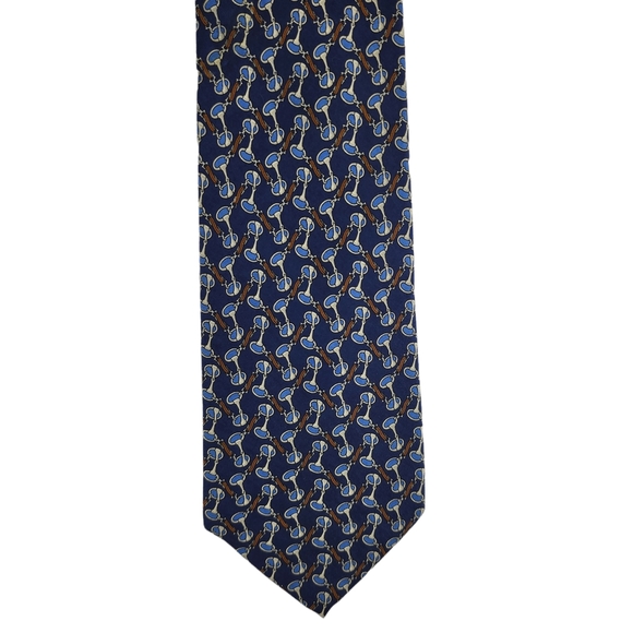 Burberry Horsebit Blue Silk Tie - Picture 1 of 3